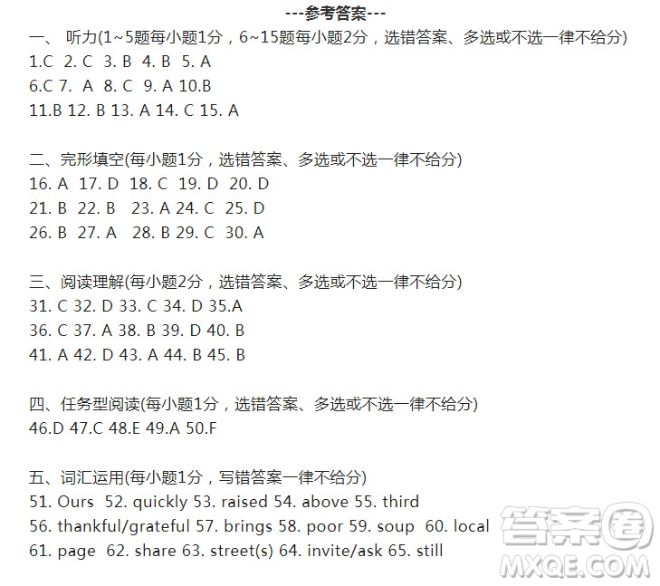 2022年浙江省初中畢業(yè)生學(xué)業(yè)水平考試臺(tái)州卷英語(yǔ)試題及答案