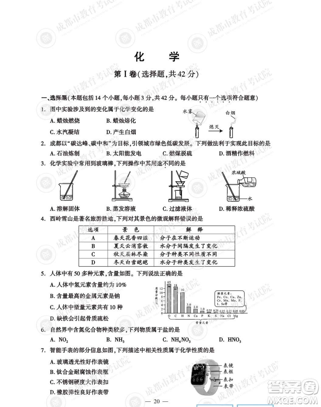 2022年成都中考真題化學(xué)試題及答案