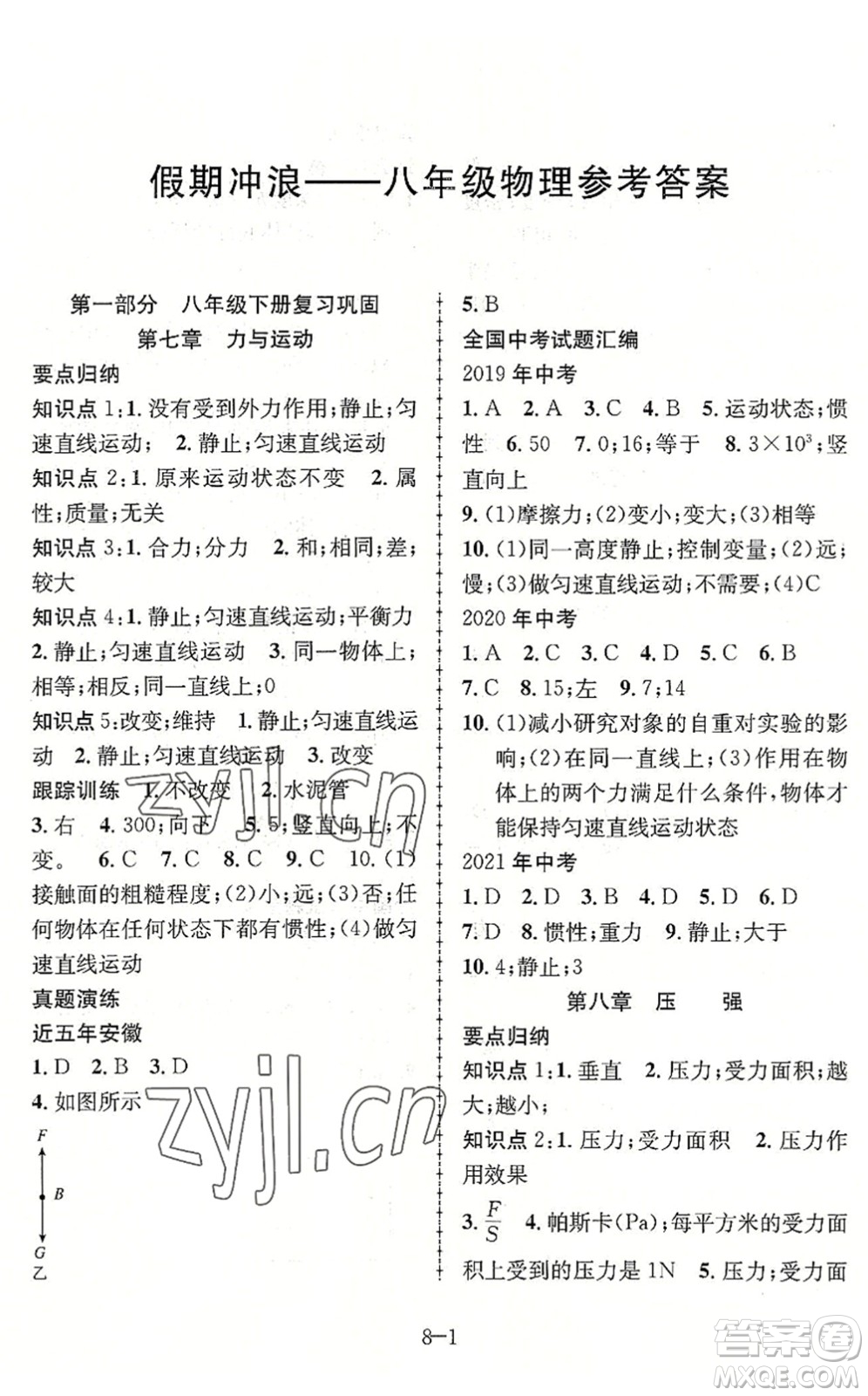 合肥工業(yè)大學(xué)出版社2022假期沖浪暑假作業(yè)升級(jí)版八年級(jí)物理滬科版答案