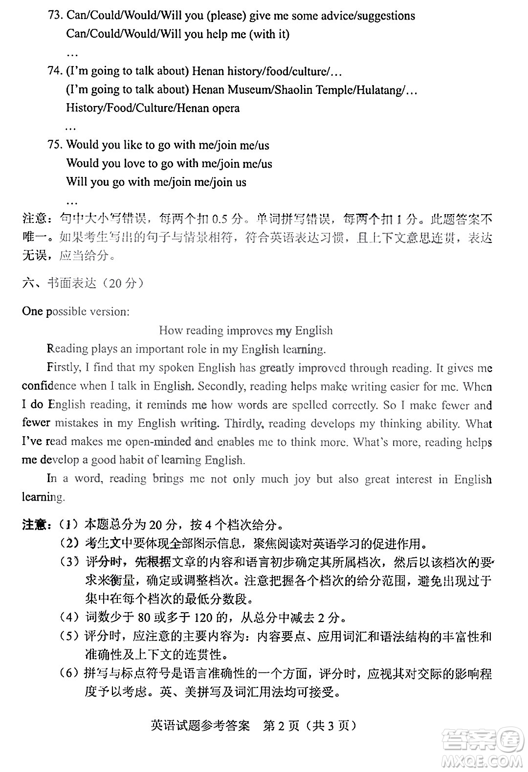 2022年河南省普通高中招生考試英語(yǔ)試題及答案