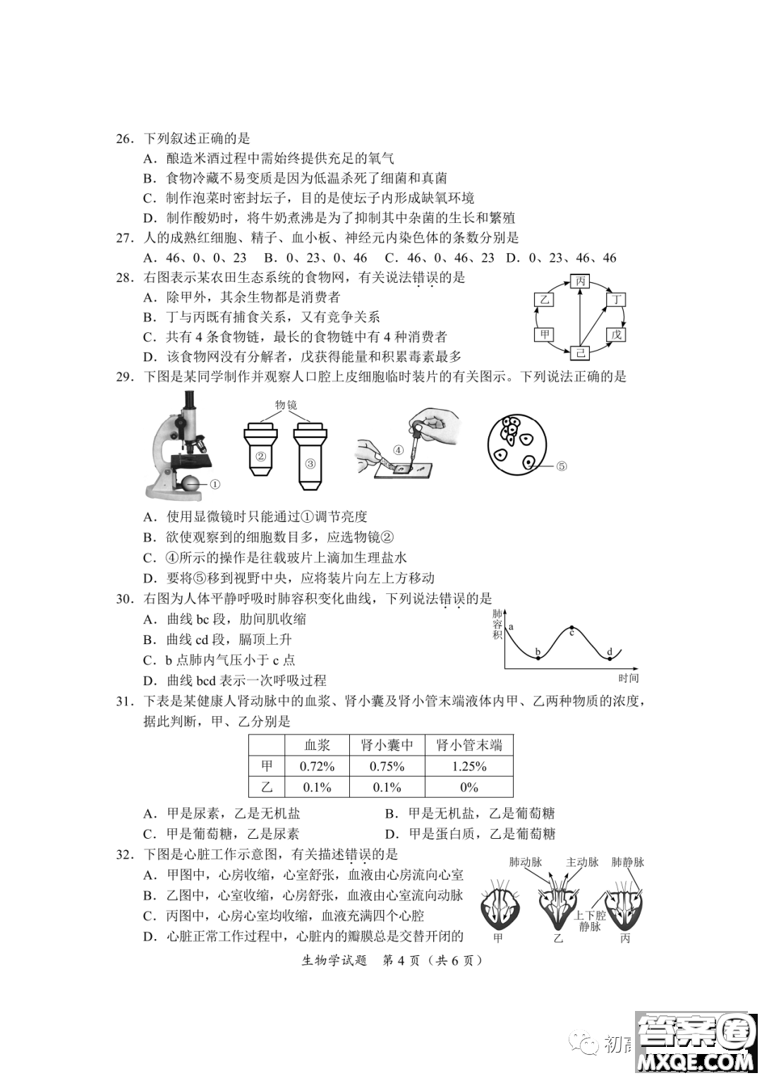 2022年海南省初中學業(yè)水平考試生物學試卷及答案