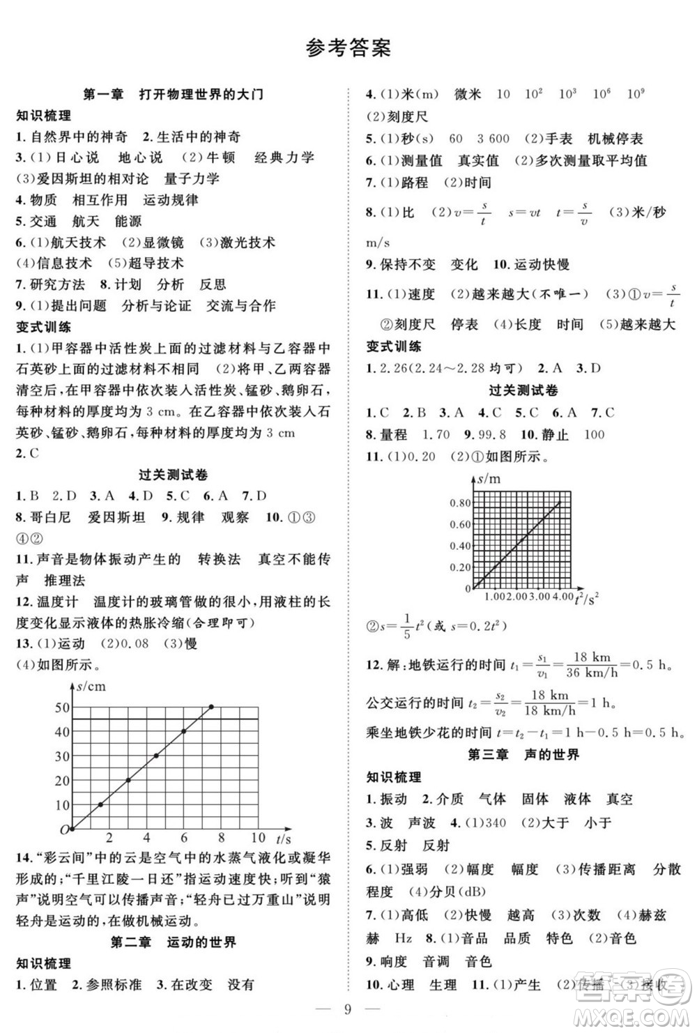 南方出版社2022新活力暑假總動員八年級物理滬科版答案