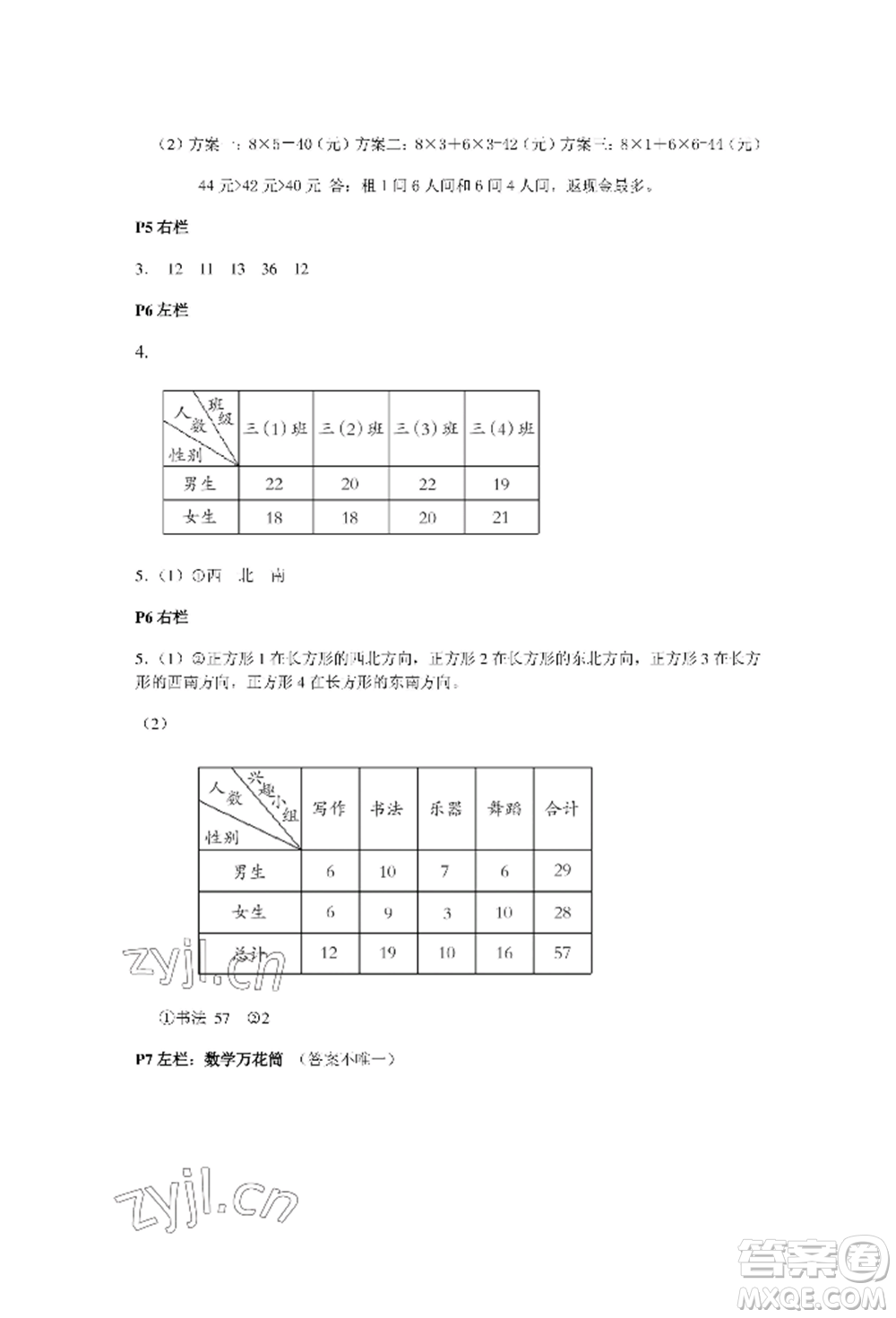 安徽少年兒童出版社2022暑假作業(yè)三年級(jí)數(shù)學(xué)人教版參考答案