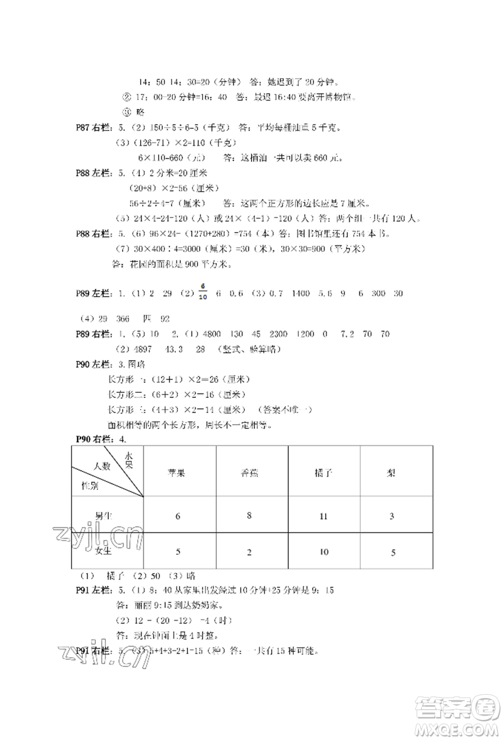 安徽少年兒童出版社2022暑假作業(yè)三年級(jí)數(shù)學(xué)人教版參考答案