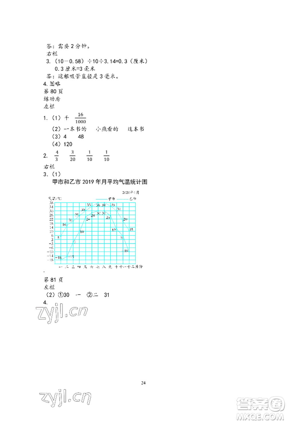 安徽少年兒童出版社2022暑假作業(yè)五年級數(shù)學(xué)蘇教版參考答案