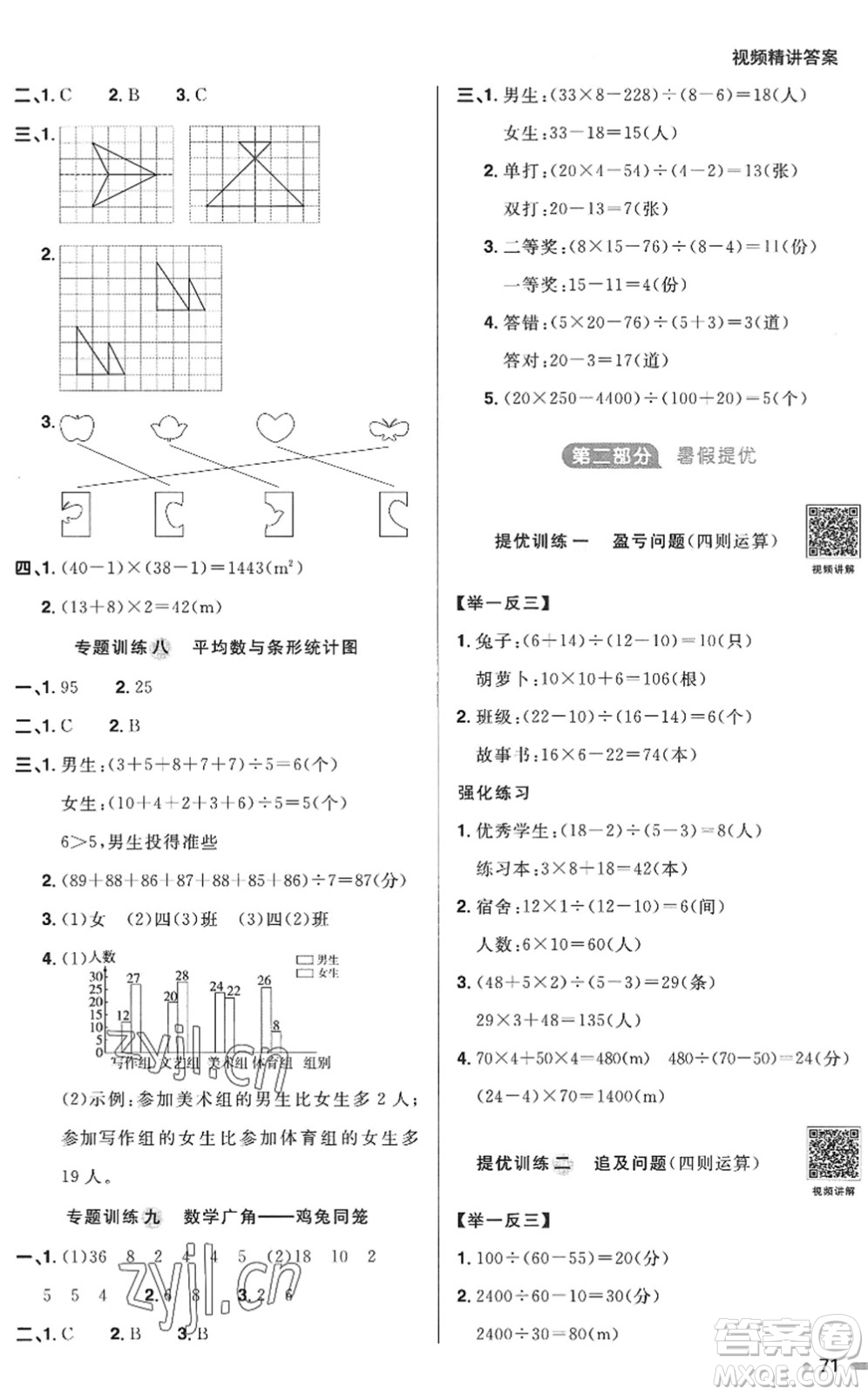 江西教育出版社2022陽光同學(xué)暑假銜接四升五年級(jí)數(shù)學(xué)RJ人教版答案