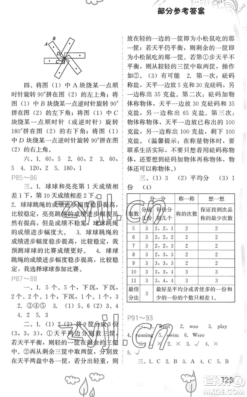 福建教育出版社2022暑假新啟航五年級(jí)合訂本閩教版答案