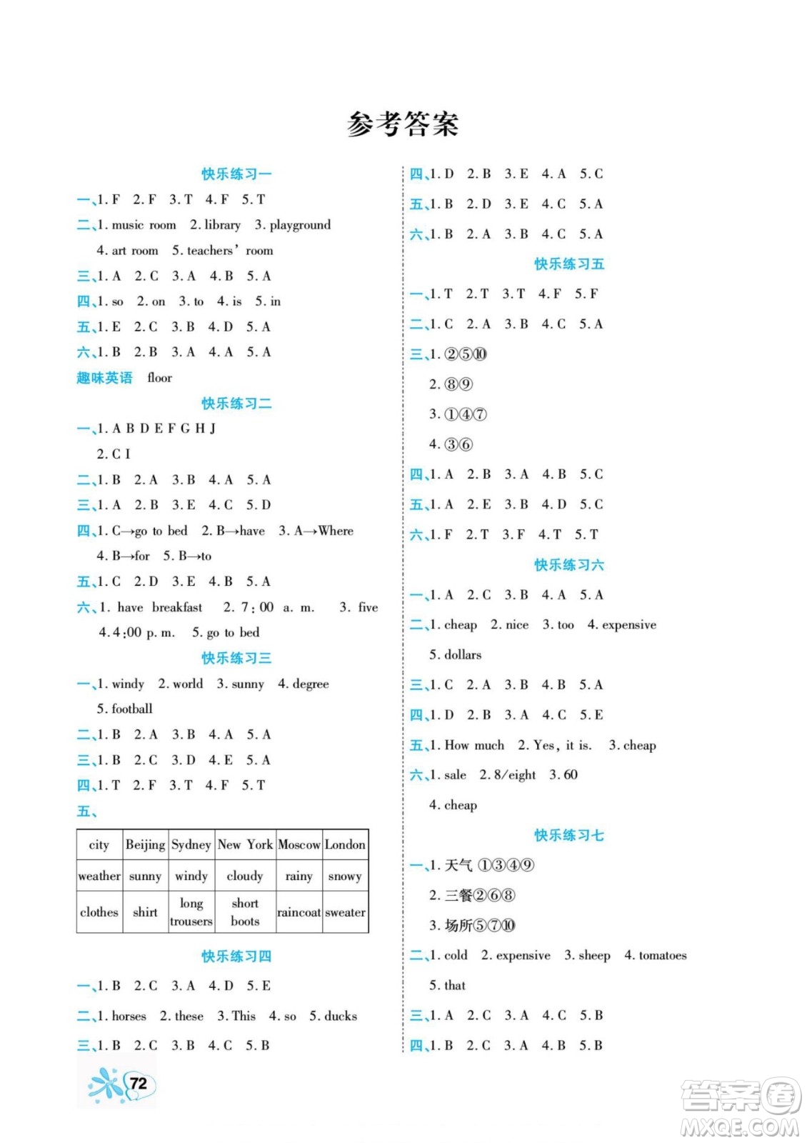 云南美術(shù)出版社2022快樂假期銜接優(yōu)化訓(xùn)練暑假作業(yè)英語4升5人教版答案