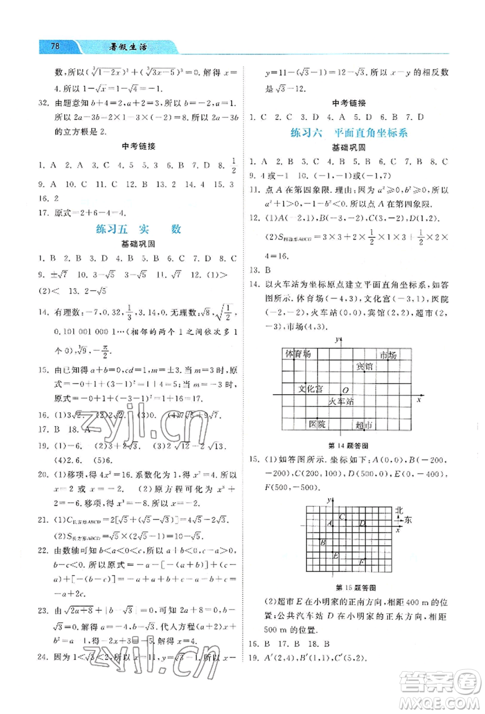 河北美術(shù)出版社2022年暑假生活七年級數(shù)學(xué)通用版參考答案