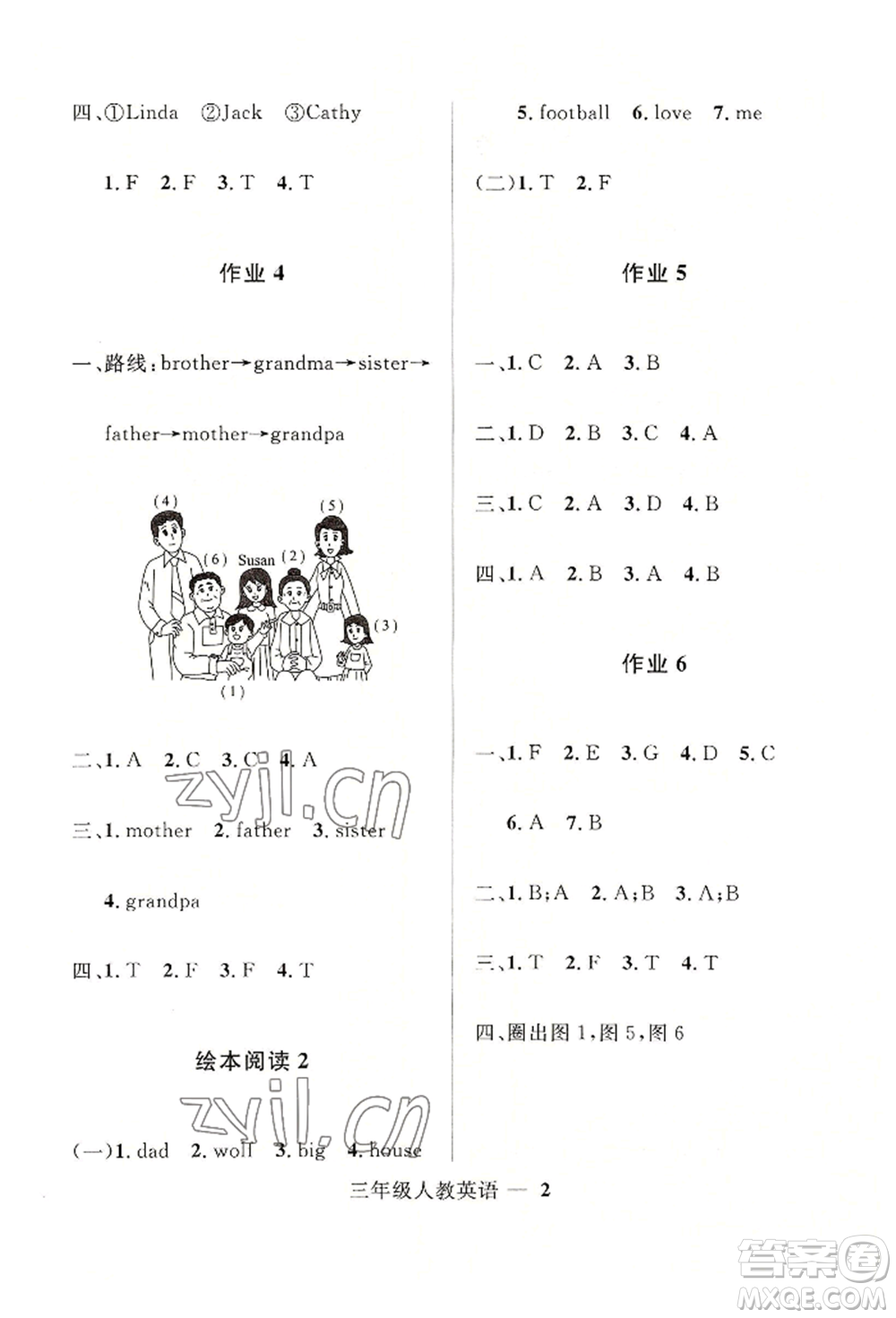 河北少年兒童出版社2022贏在起跑線小學(xué)生快樂(lè)暑假三年級(jí)英語(yǔ)人教版參考答案