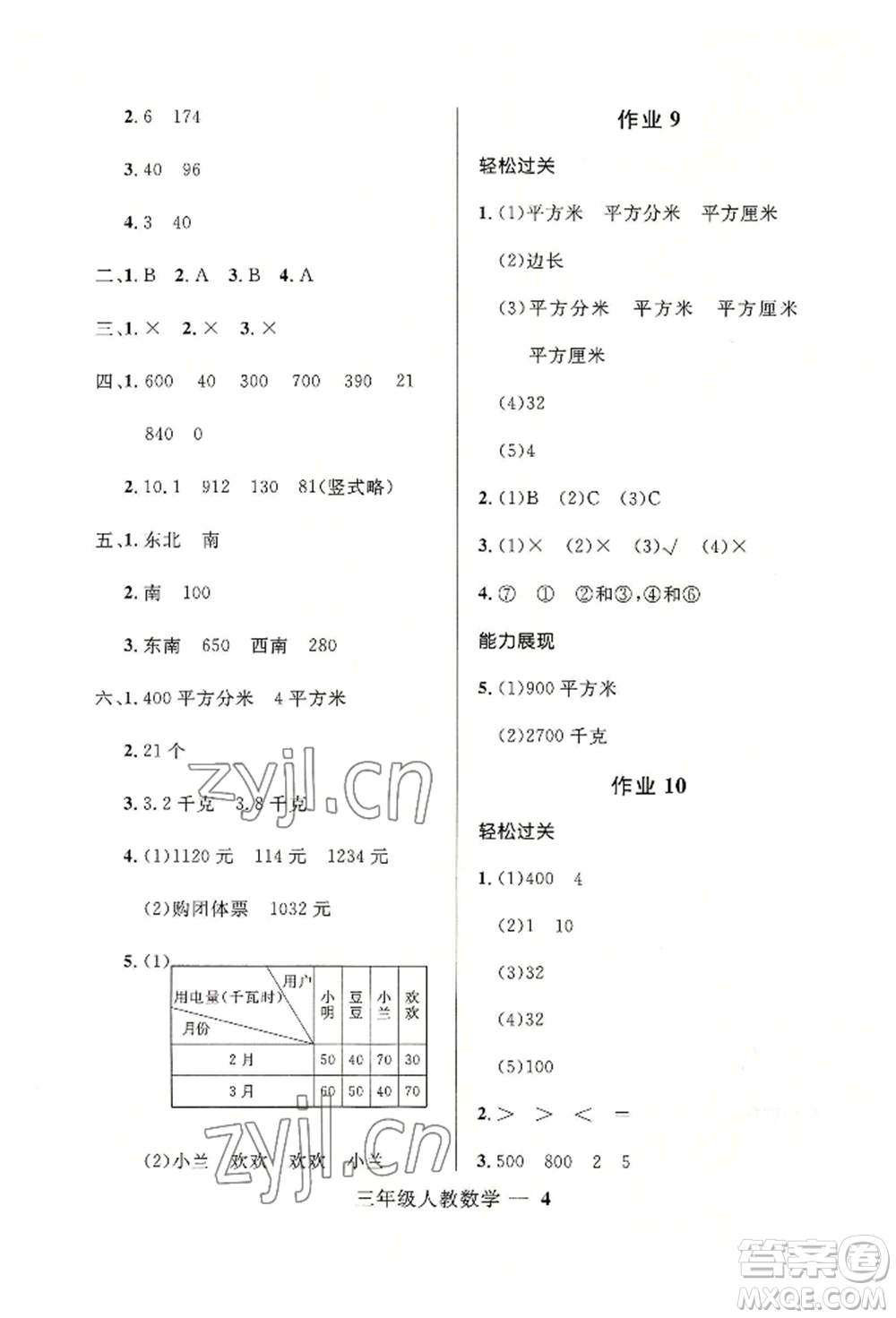 河北少年兒童出版社2022贏在起跑線小學(xué)生快樂(lè)暑假三年級(jí)數(shù)學(xué)人教版參考答案