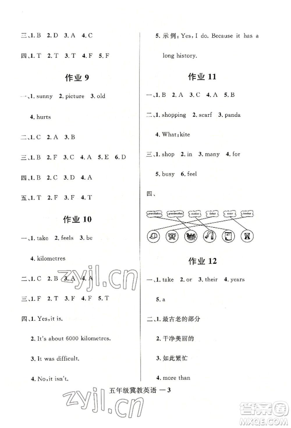 河北少年兒童出版社2022贏在起跑線小學(xué)生快樂暑假五年級(jí)英語冀教版參考答案