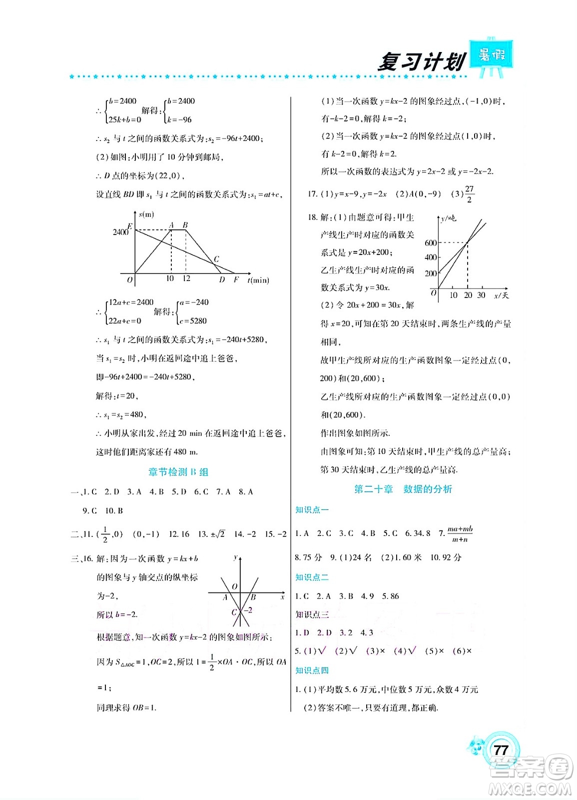 中原農(nóng)民出版社2022豫新銳復(fù)習(xí)計(jì)劃暑假學(xué)期復(fù)習(xí)數(shù)學(xué)八年級(jí)人教版答案