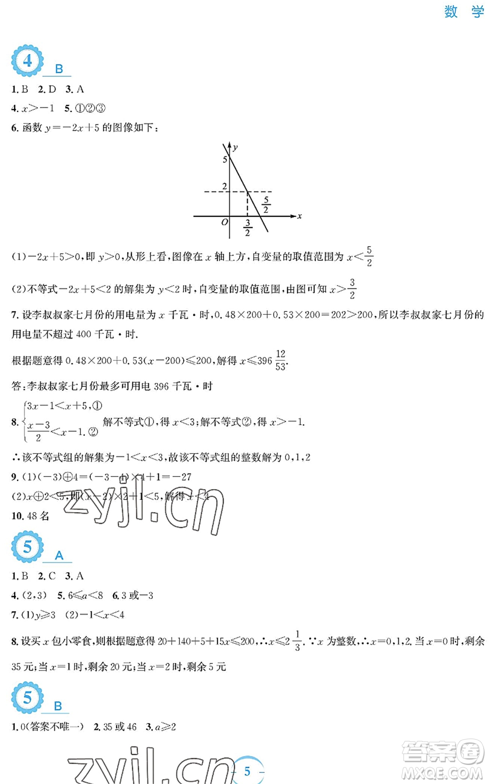 安徽教育出版社2022暑假作業(yè)八年級數(shù)學(xué)北師大版答案