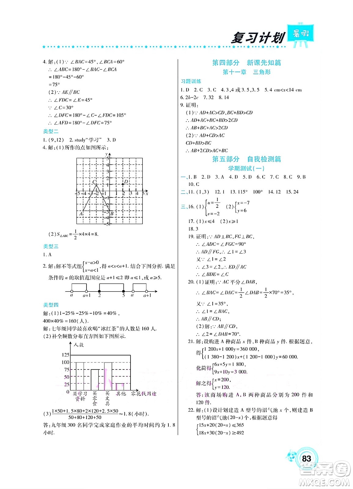 中原農(nóng)民出版社2022豫新銳復(fù)習(xí)計(jì)劃暑假學(xué)期復(fù)習(xí)數(shù)學(xué)七年級(jí)人教版答案