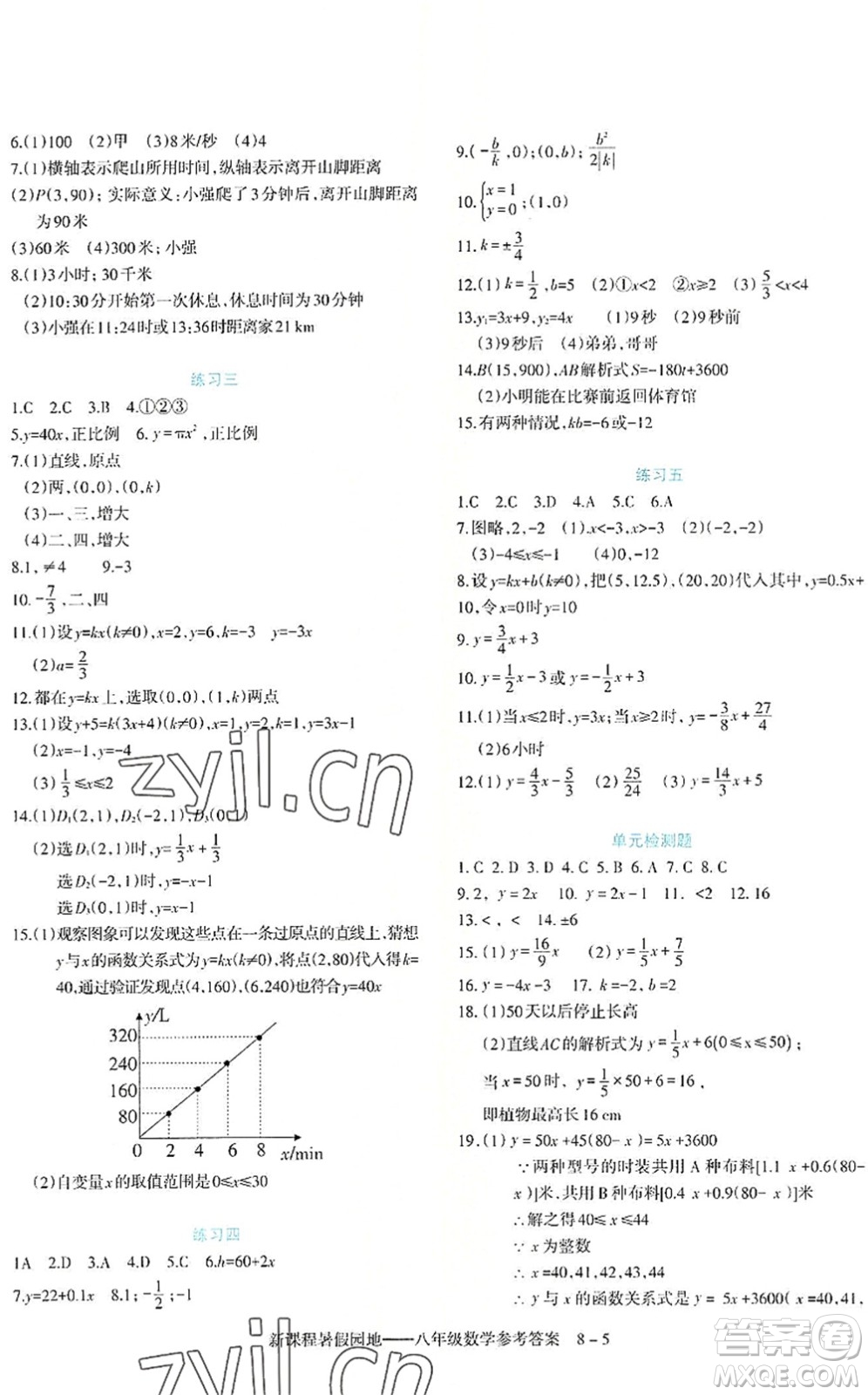 新疆科學(xué)技術(shù)出版社2022新課程暑假園地八年級(jí)數(shù)學(xué)通用版答案