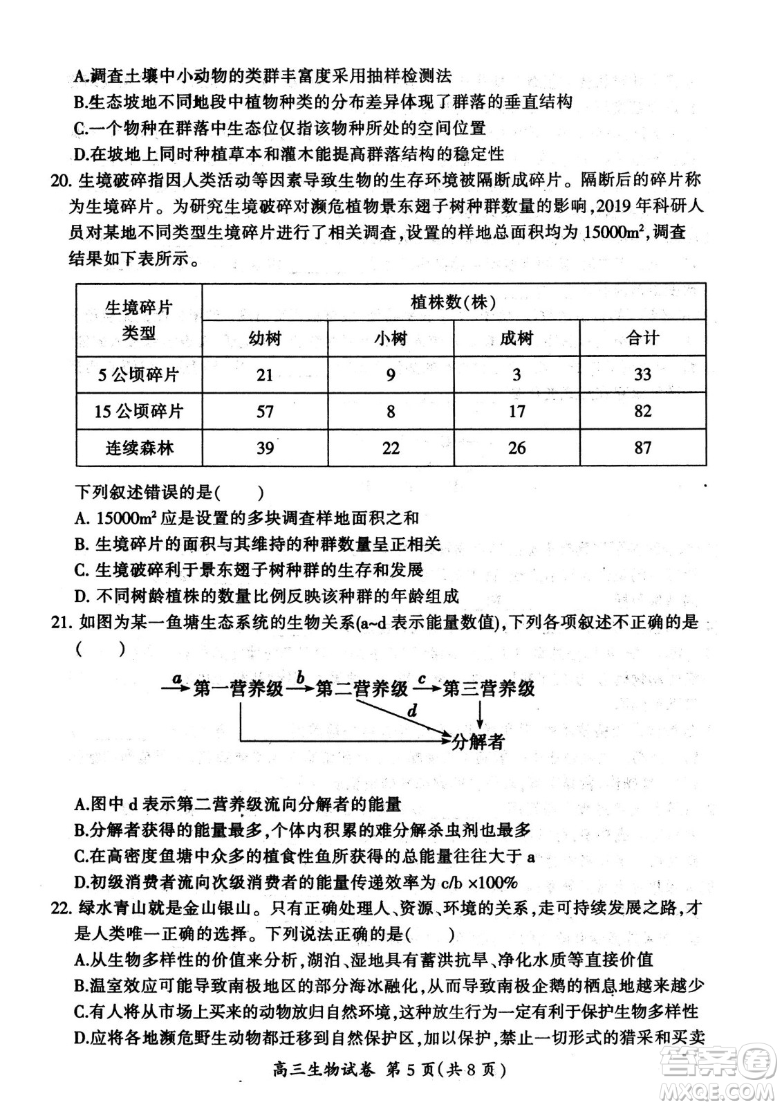 大同市2023屆高三年級學(xué)情調(diào)研測試生物試題及答案