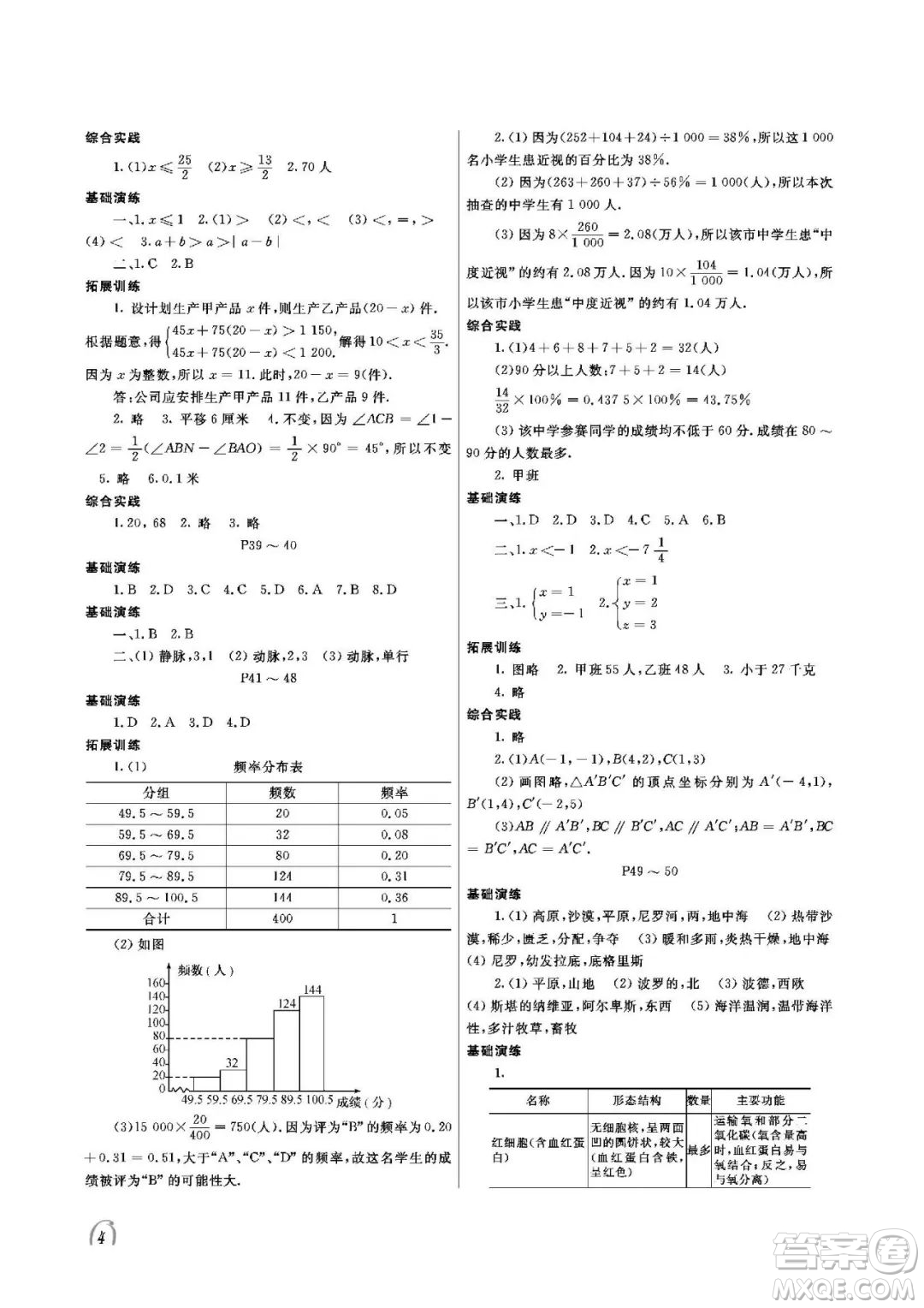 大連理工大學(xué)出版社2022假期伙伴暑假作業(yè)七年級(jí)理綜答案