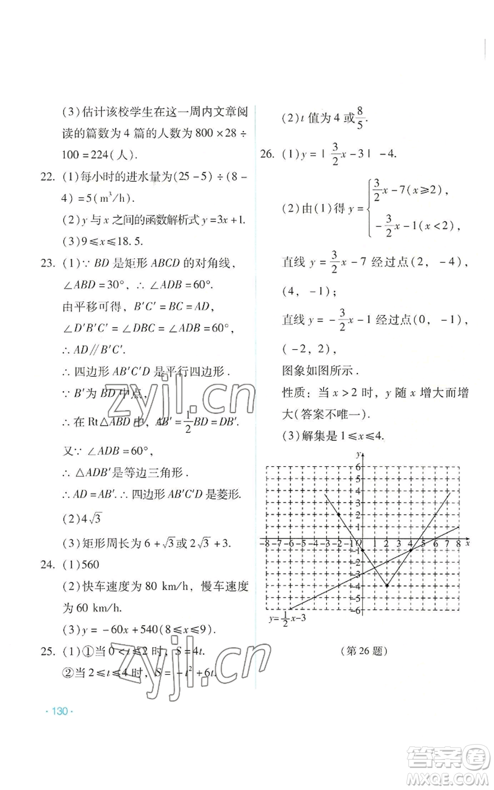 吉林出版集團(tuán)股份有限公司2022假日數(shù)學(xué)八年級(jí)暑假人教版參考答案