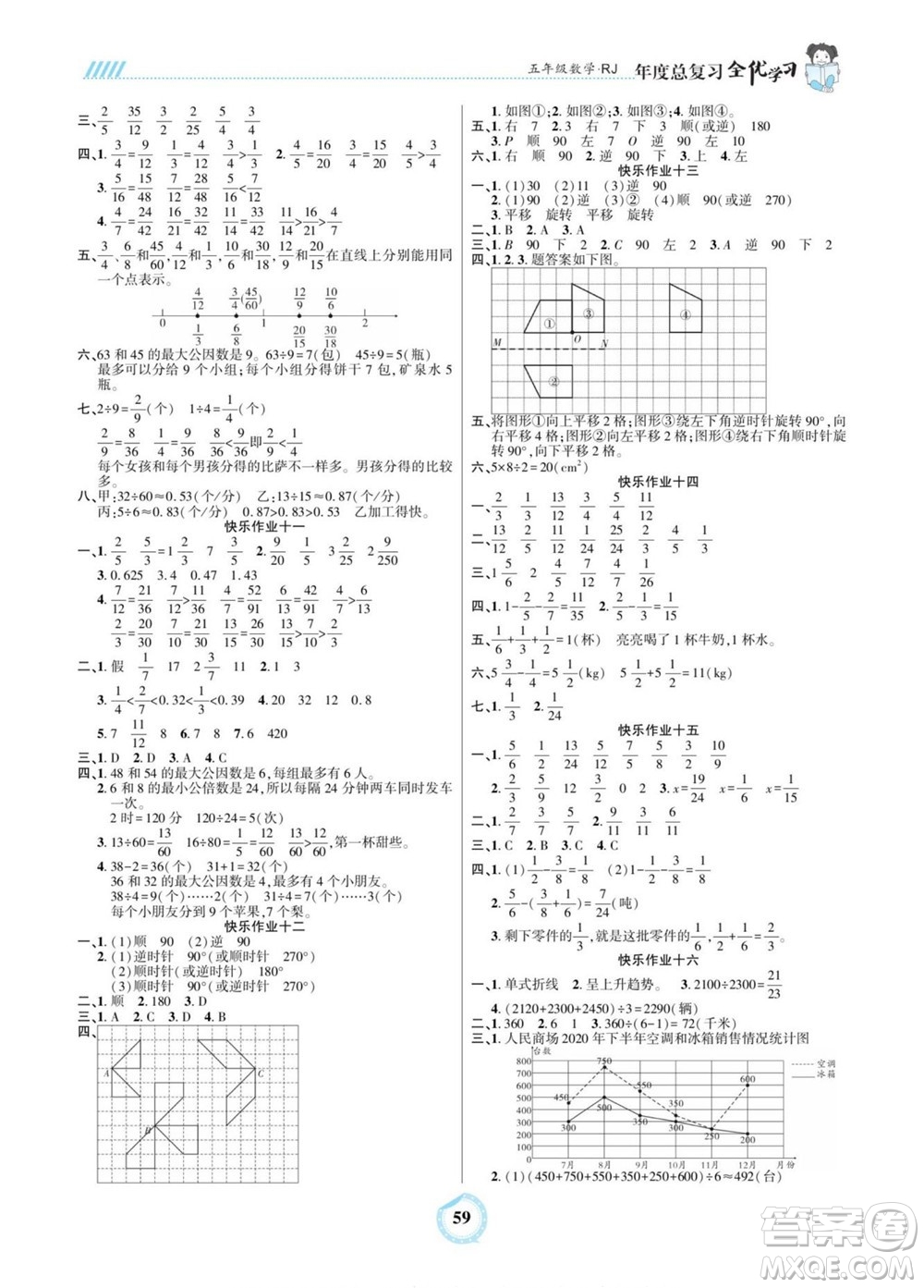 吉林教育出版社2022全優(yōu)學(xué)習(xí)年度總復(fù)習(xí)暑假作業(yè)數(shù)學(xué)五年級人教版答案