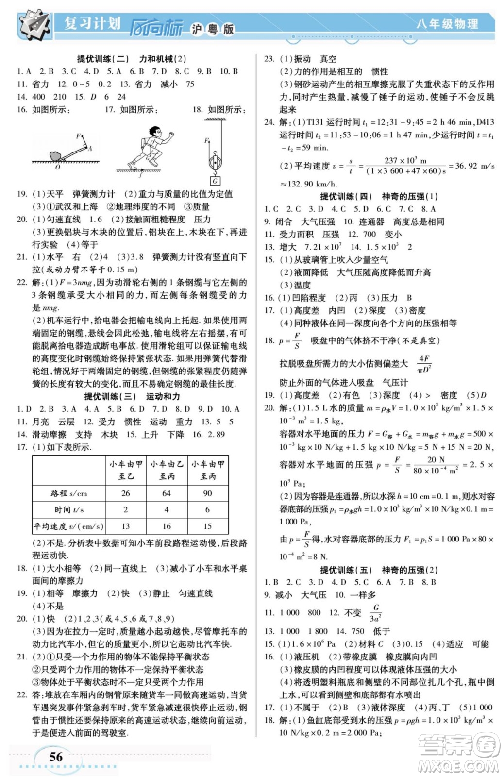 陽(yáng)光出版社2022復(fù)習(xí)計(jì)劃風(fēng)向標(biāo)暑假八年級(jí)物理HY滬粵版答案