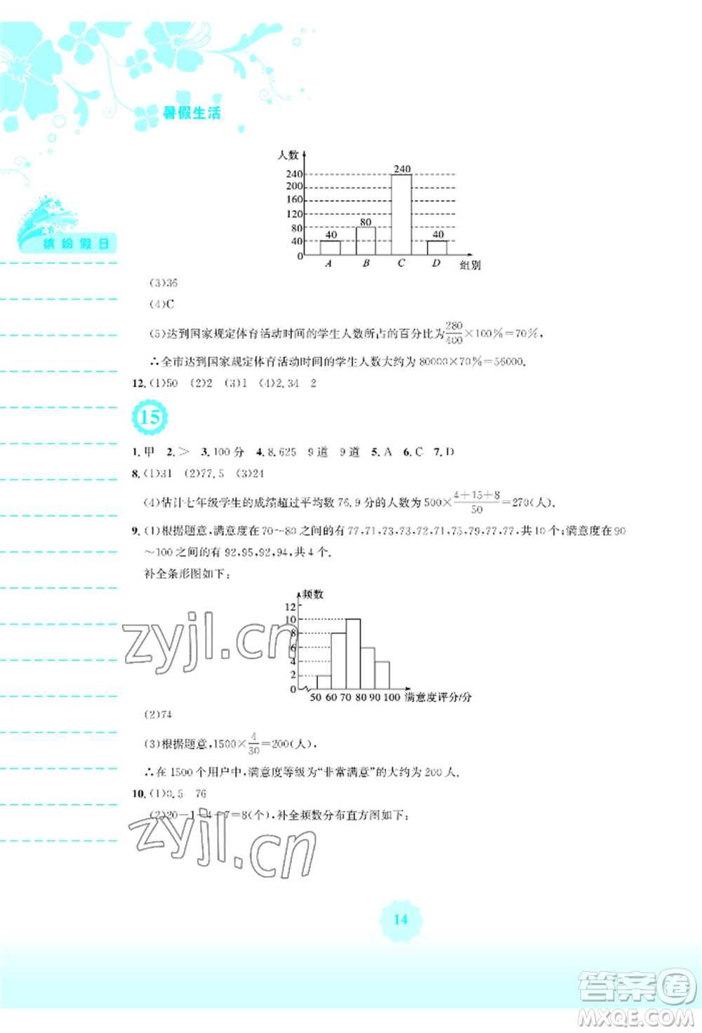 安徽教育出版社2022暑假生活八年級數(shù)學(xué)通用版S參考答案