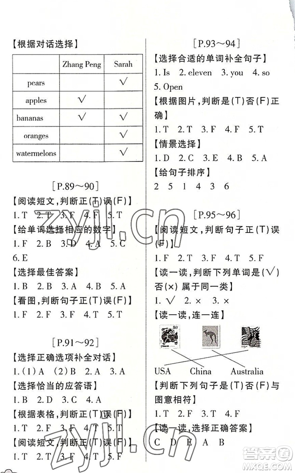 浙江少年兒童出版社2022暑假學(xué)與練三年級(jí)語(yǔ)文英語(yǔ)R人教版答案