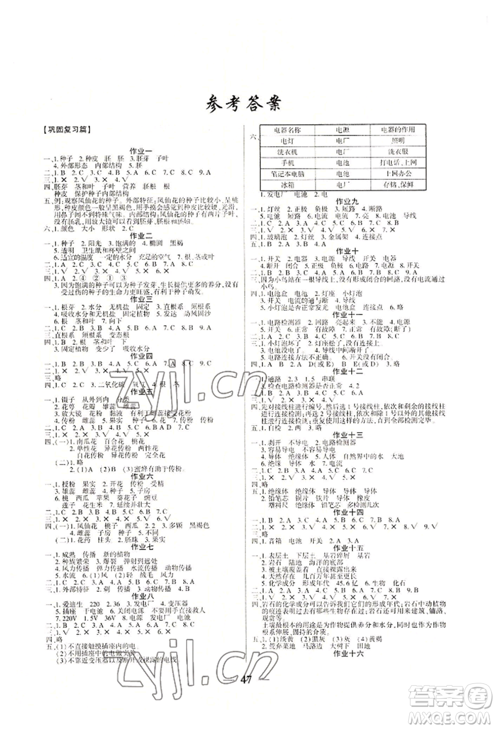 新疆文化出版社2022開心暑假作業(yè)假期計(jì)劃科學(xué)四年級(jí)教科版參考答案