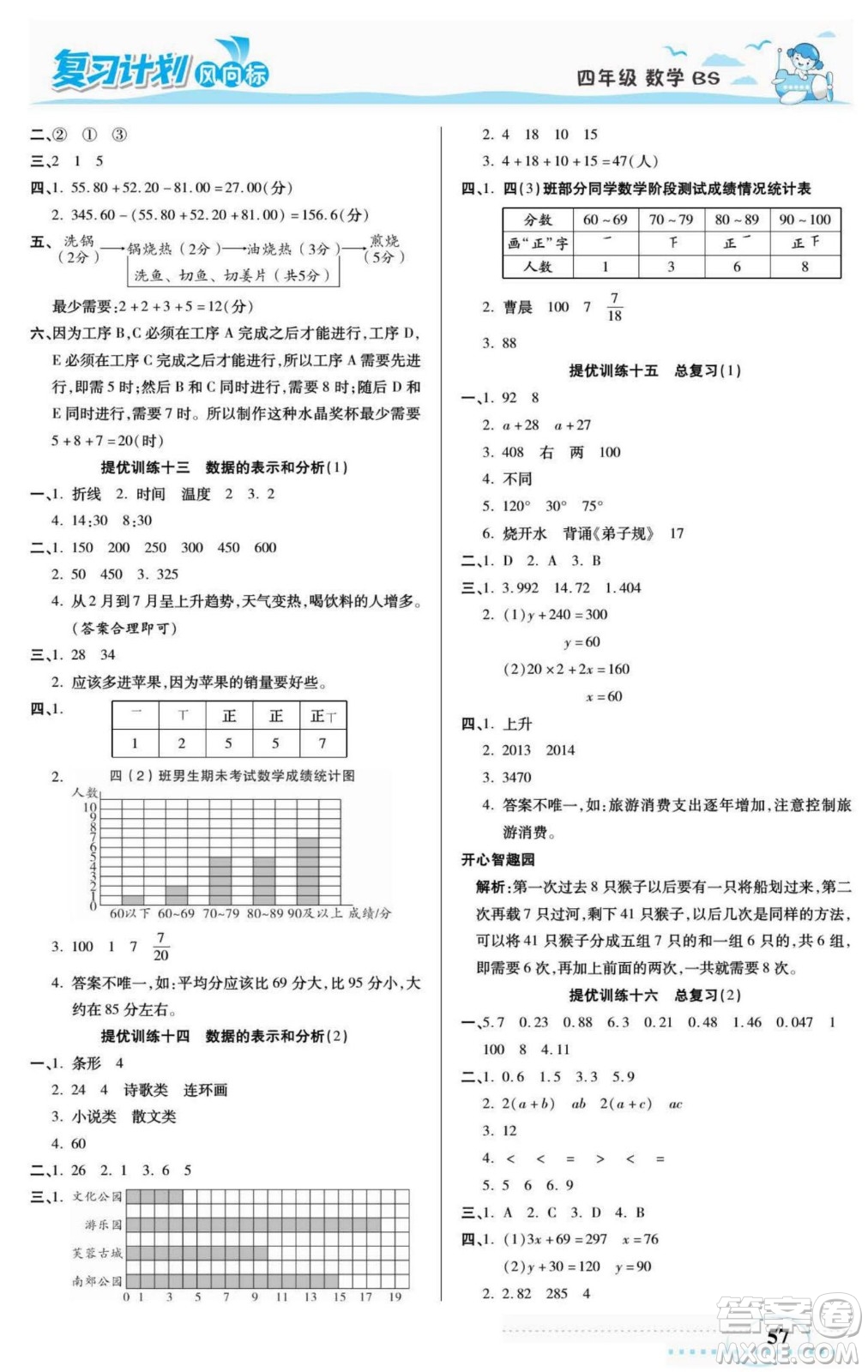 陽光出版社2022復習計劃風向標暑假四年級數學北師版答案