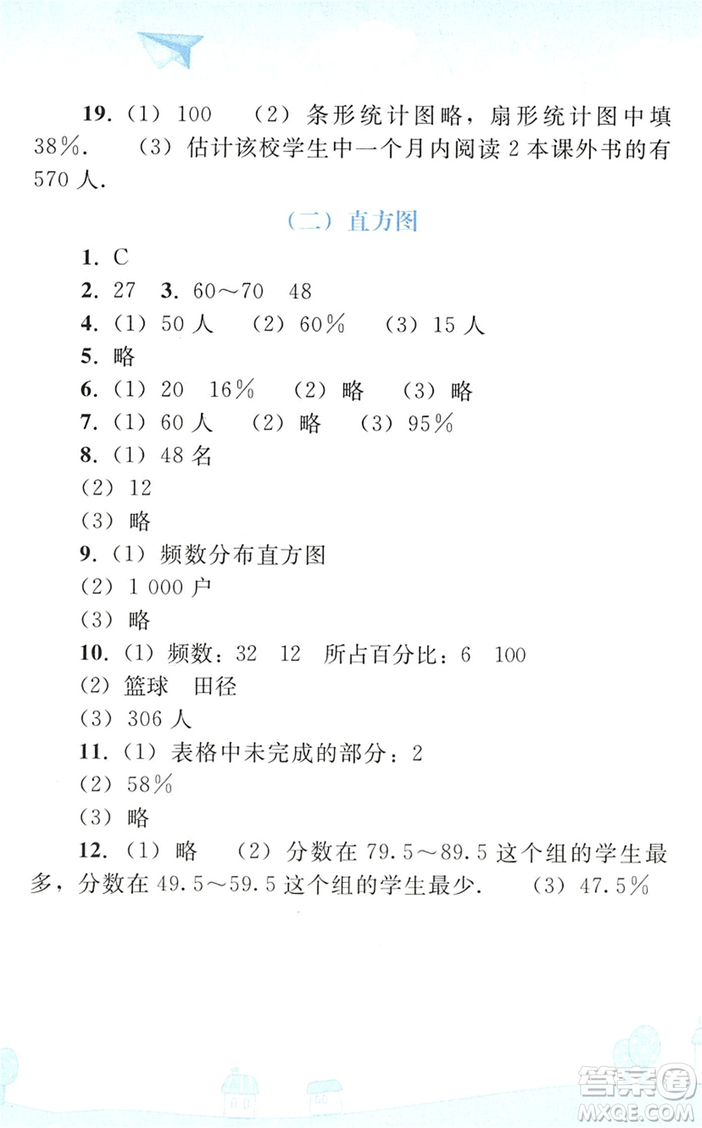 人民教育出版社2022暑假作業(yè)七年級數(shù)學(xué)人教版答案