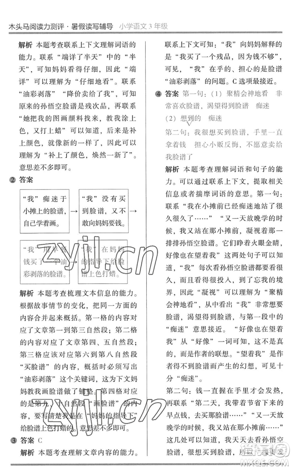 湖南師范大學(xué)出版社2022木頭馬閱讀力測(cè)評(píng)暑假讀寫輔導(dǎo)三年級(jí)語文通用版答案