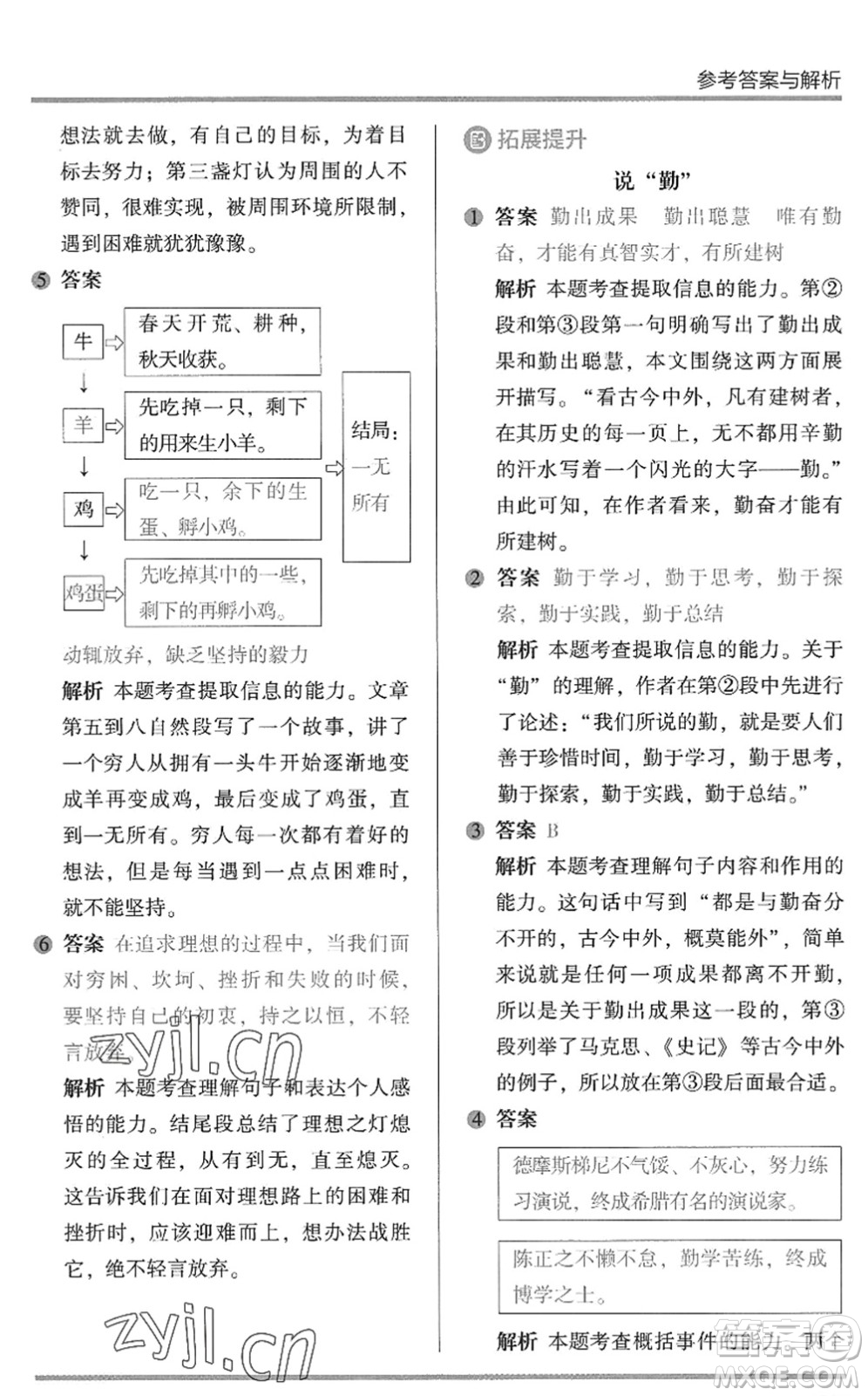 湖南師范大學(xué)出版社2022木頭馬閱讀力測評暑假讀寫輔導(dǎo)五年級語文通用版答案