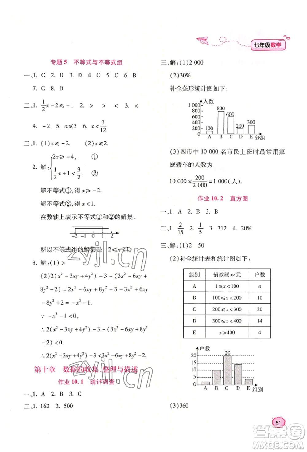 北京教育出版社2022新課標(biāo)暑假樂園七年級數(shù)學(xué)通用版參考答案