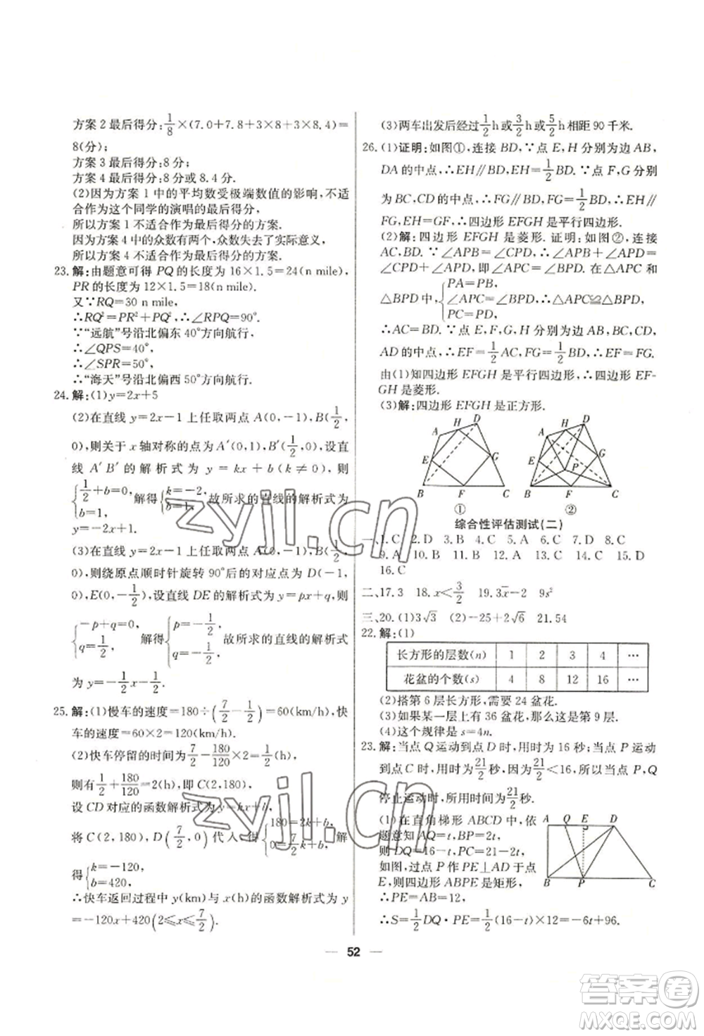 新疆文化出版社2022自主學(xué)習(xí)贏在假期八年級數(shù)學(xué)人教版參考答案