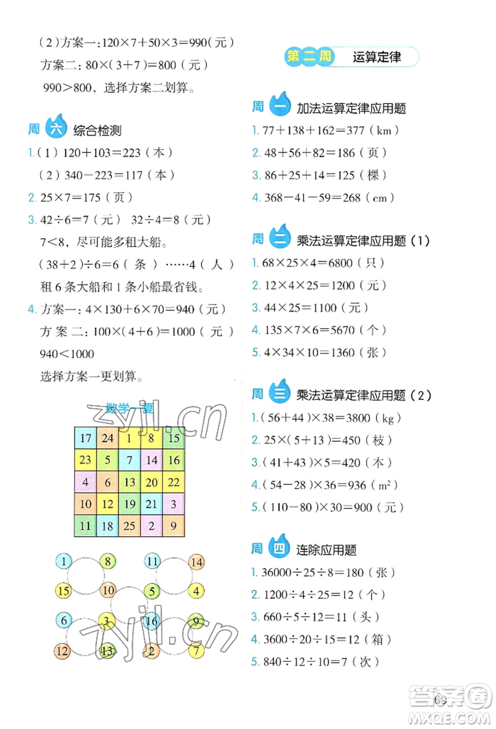 湖南教育出版社2022開心教育暑假應(yīng)用題四升五數(shù)學(xué)通用版參考答案