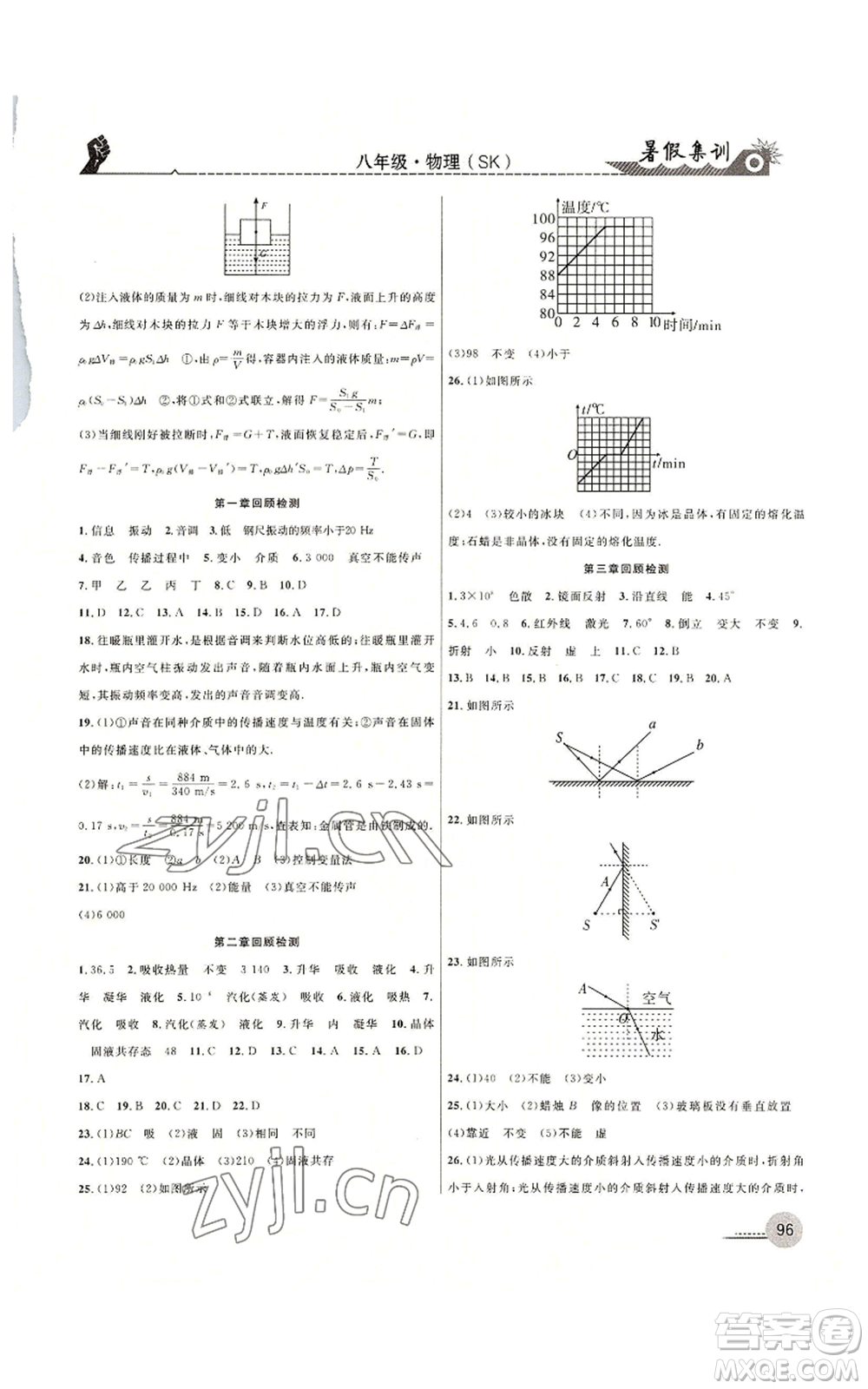 合肥工業(yè)大學(xué)出版社2022暑假集訓(xùn)八升九物理蘇科版參考答案