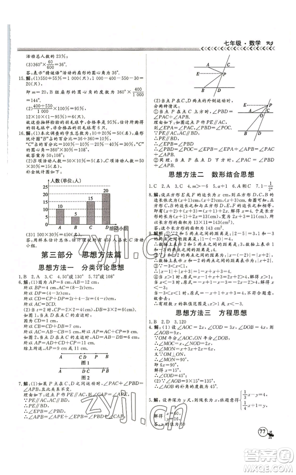 黑龍江教育出版社2022假期沖冠學(xué)期系統(tǒng)復(fù)習(xí)預(yù)習(xí)銜接七年級數(shù)學(xué)人教版參考答案