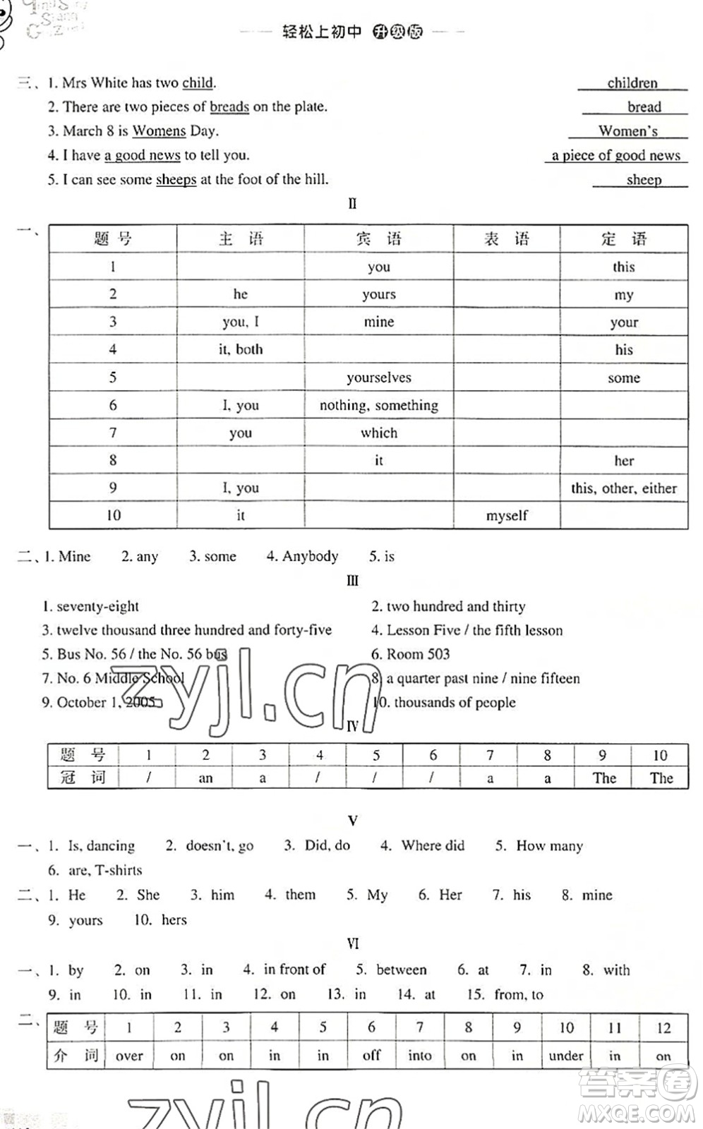 浙江教育出版社2022輕松上初中小學(xué)畢業(yè)班英語(yǔ)暑假作業(yè)升級(jí)版答案