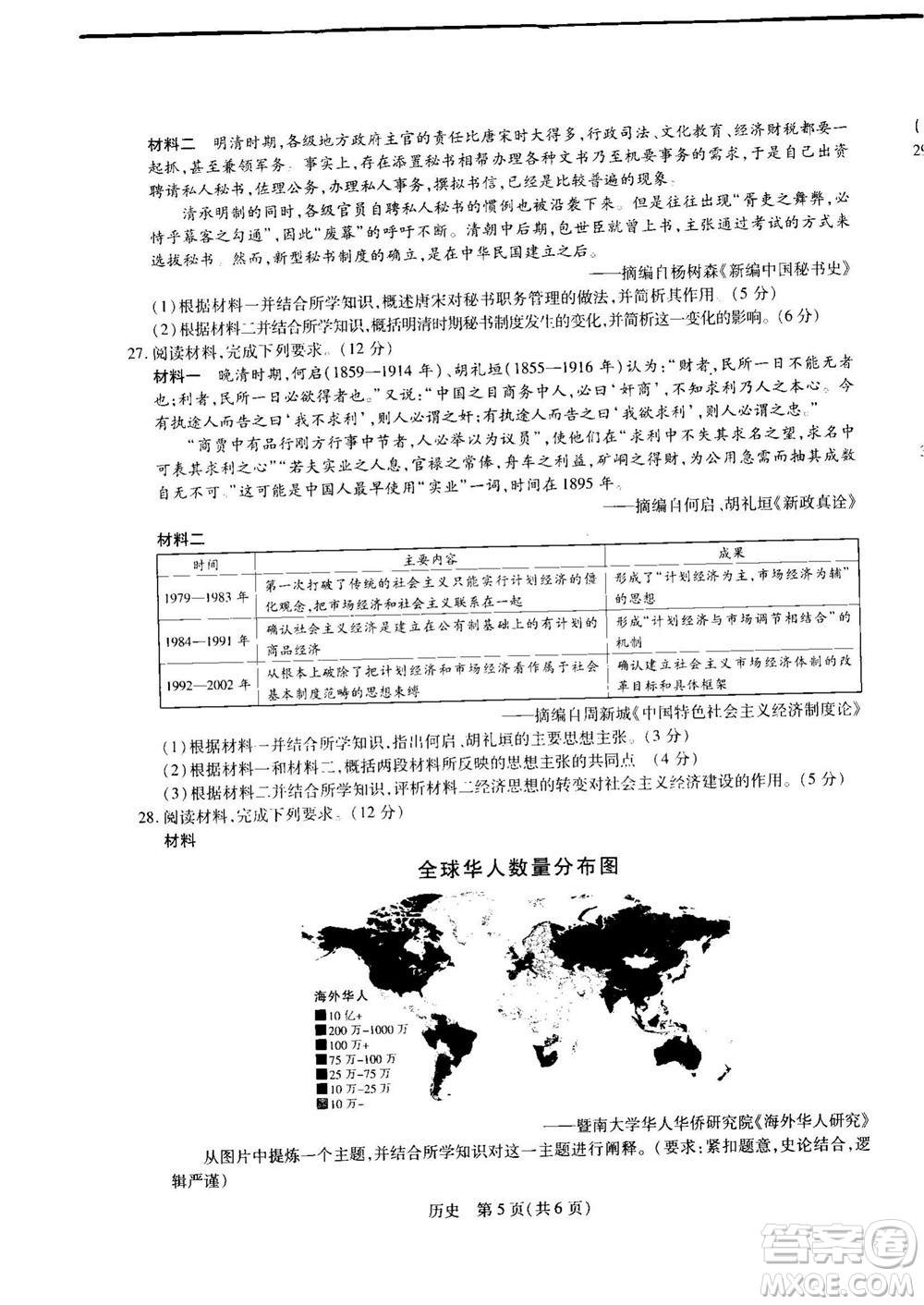 江西省2023屆新高三第一次摸底考試歷史試題及答案