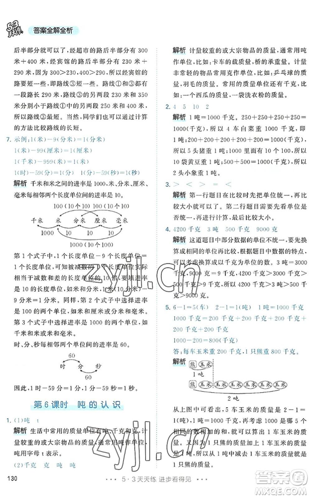 教育科學出版社2022秋季53天天練三年級數學上冊RJ人教版答案