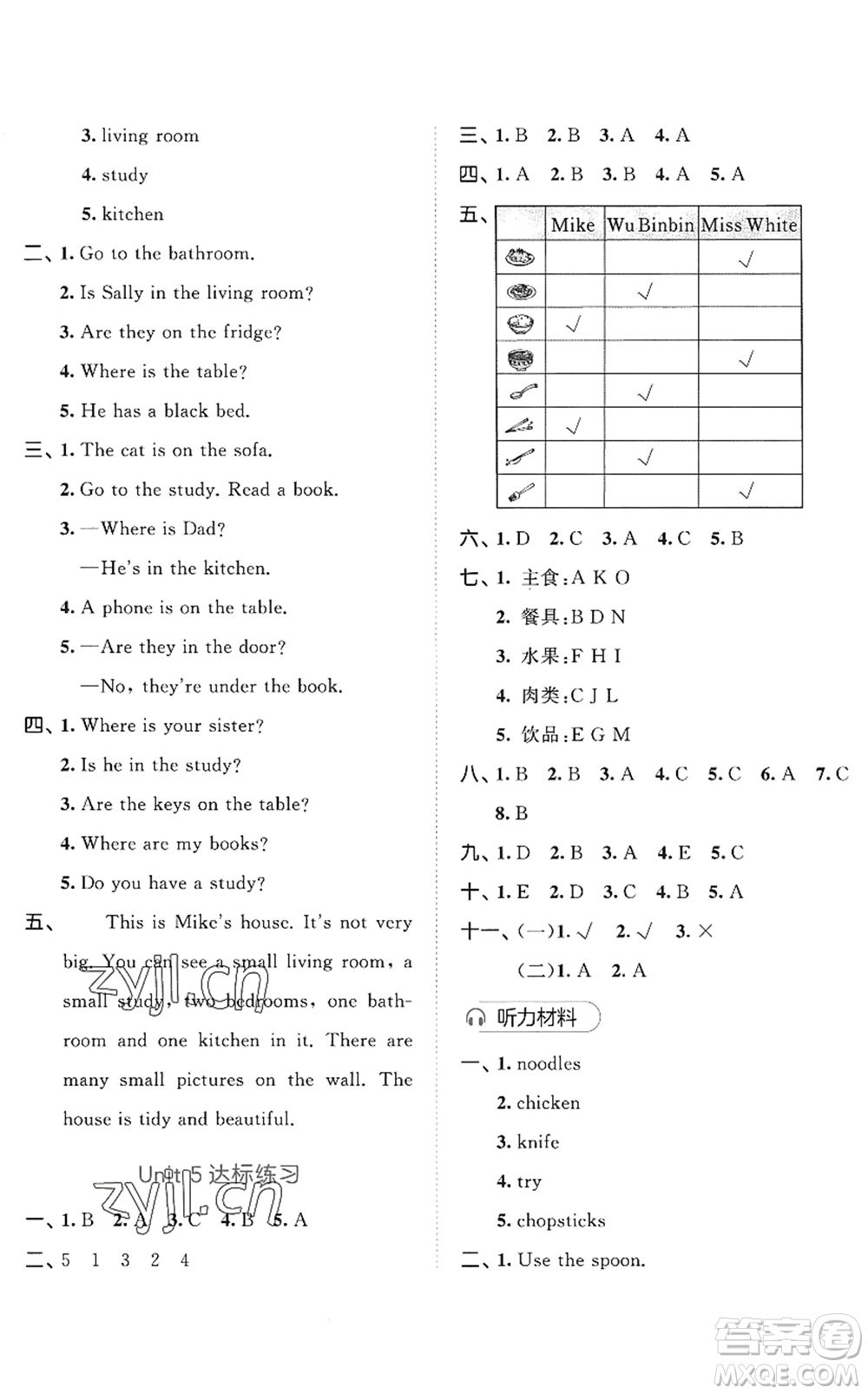 教育科學(xué)出版社2022秋季53天天練四年級英語上冊RP人教PEP版答案