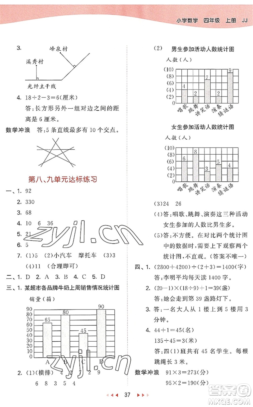 西安出版社2022秋季53天天練四年級數學上冊JJ冀教版答案