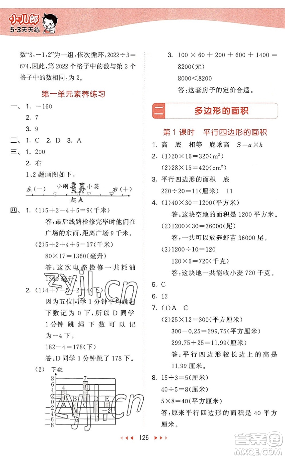 教育科學(xué)出版社2022秋季53天天練五年級數(shù)學(xué)上冊SJ蘇教版答案