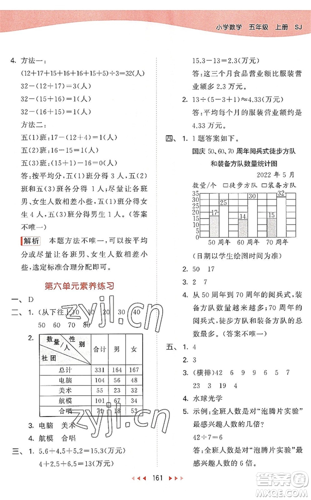 教育科學(xué)出版社2022秋季53天天練五年級數(shù)學(xué)上冊SJ蘇教版答案