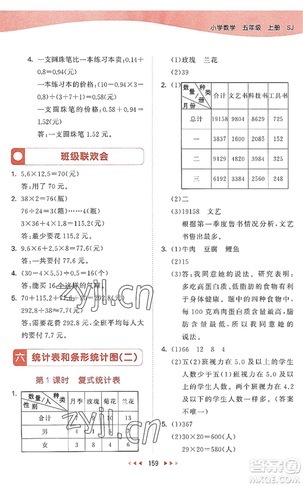 教育科學(xué)出版社2022秋季53天天練五年級數(shù)學(xué)上冊SJ蘇教版答案