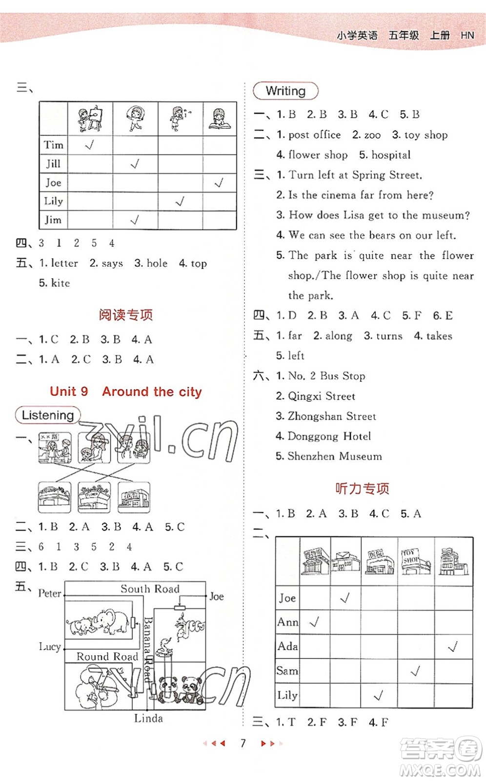 教育科學(xué)出版社2022秋季53天天練五年級(jí)英語(yǔ)上冊(cè)HN滬教牛津版答案