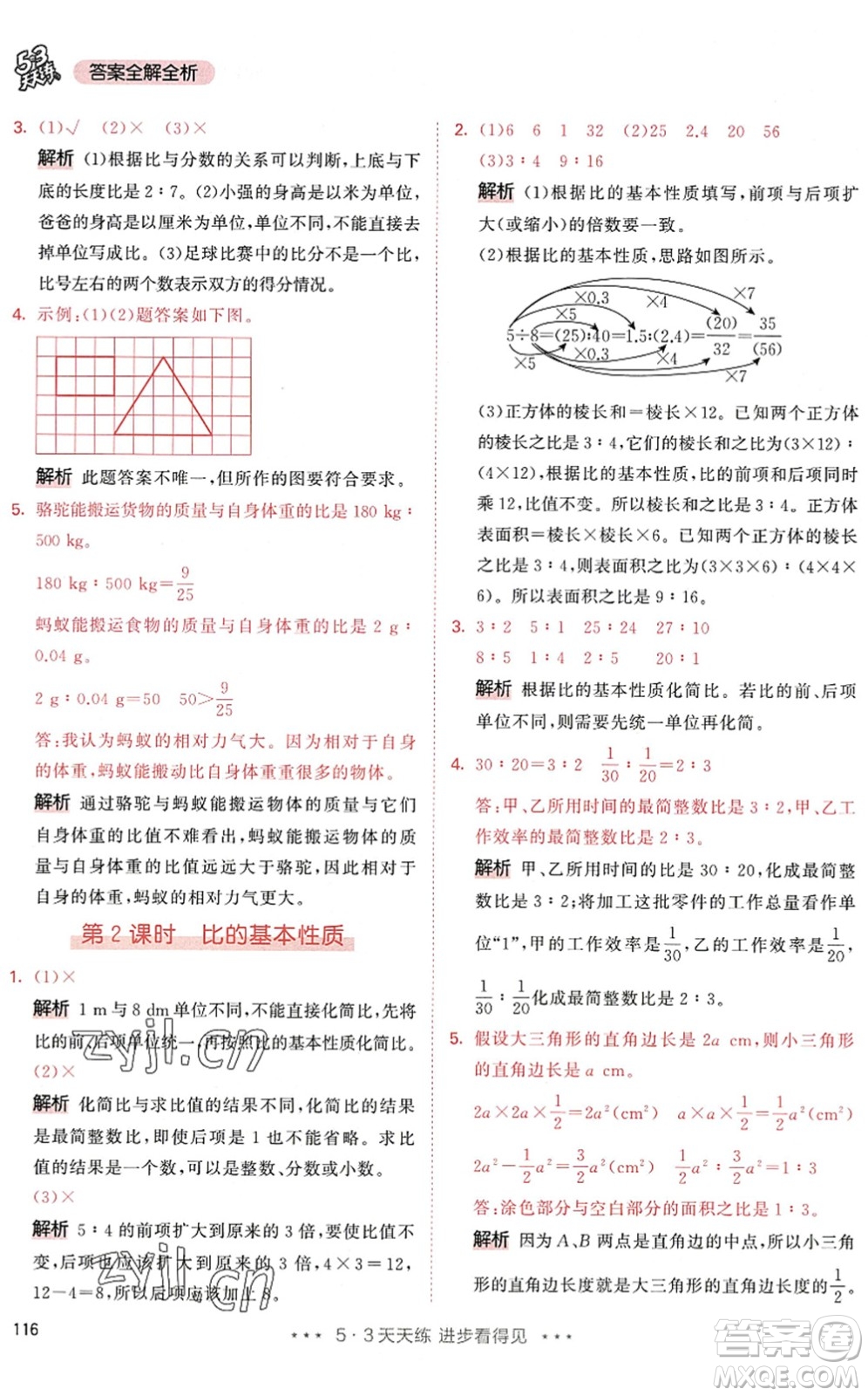 教育科學(xué)出版社2022秋季53天天練六年級數(shù)學(xué)上冊RJ人教版答案