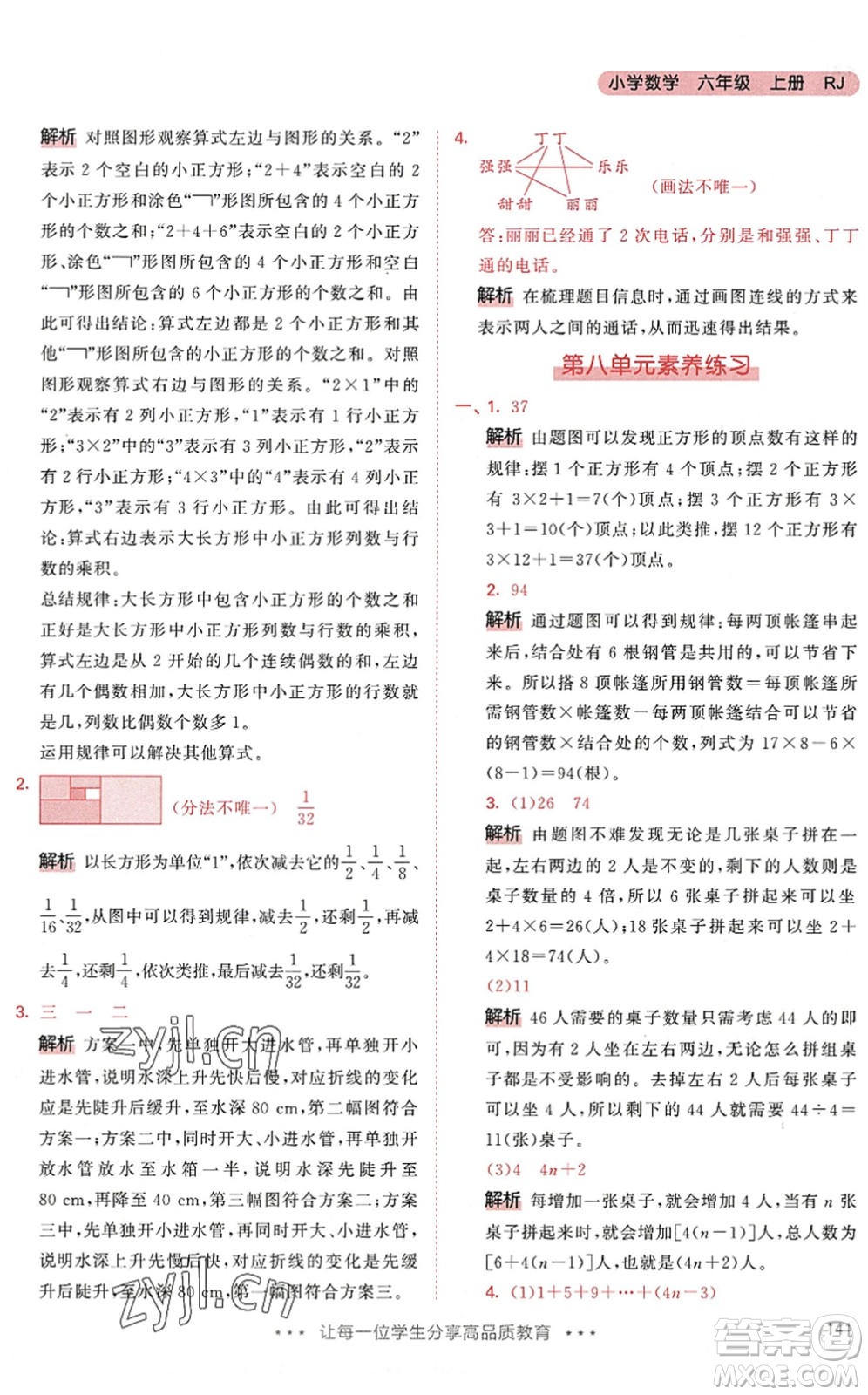 教育科學(xué)出版社2022秋季53天天練六年級數(shù)學(xué)上冊RJ人教版答案