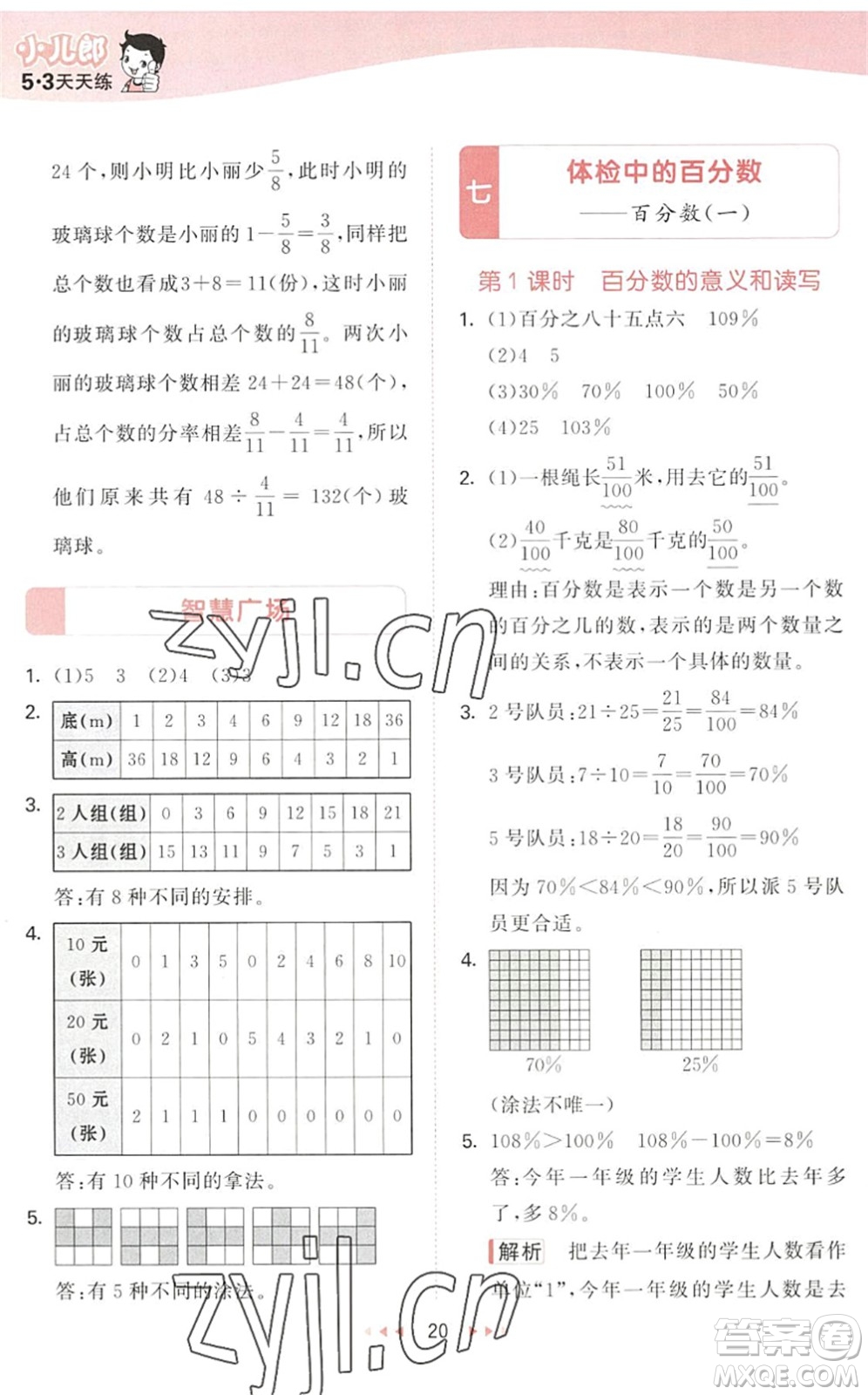 教育科學出版社2022秋季53天天練六年級數(shù)學上冊QD青島版答案