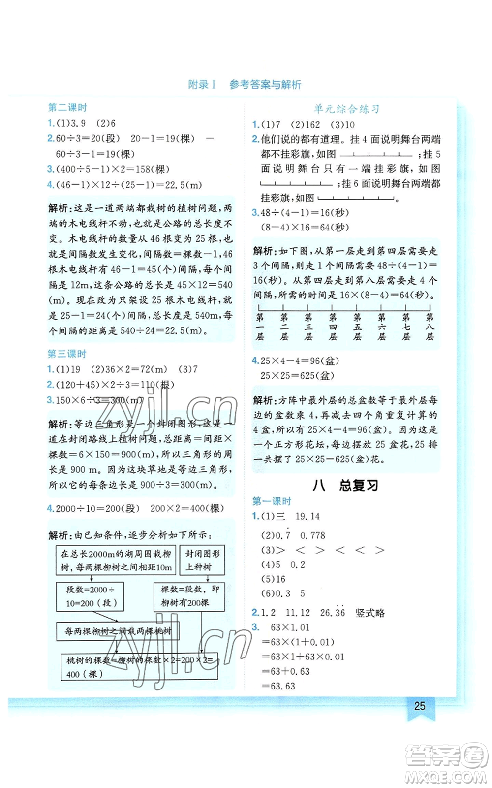 龍門書局2022黃岡小狀元作業(yè)本五年級上冊數(shù)學人教版廣東專版參考答案